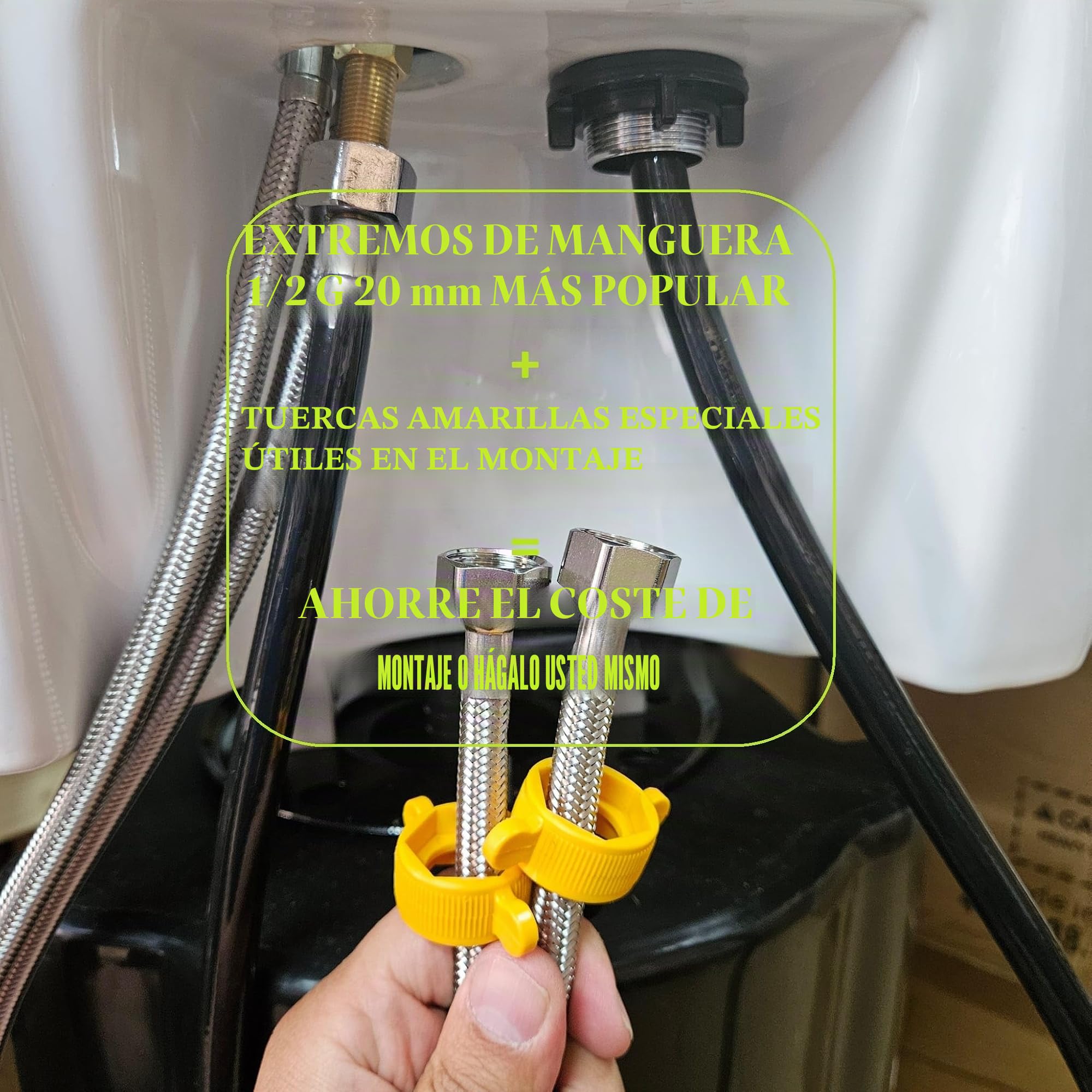 Grifo mezclador para lavabo, con tubos largos, para salones de peluquería, fácil de montar, para ahorrar mano de obra o bricolaje (tubos negros de 80 cm)