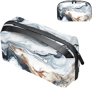 Marble Print Travel Cable Organizer,Electronics Accessories Cases, All-in-One Storage Bag,Waterproof Accessories Carry Bag for USB Data Cable,Earphone Wire,Power Bank, Phone
