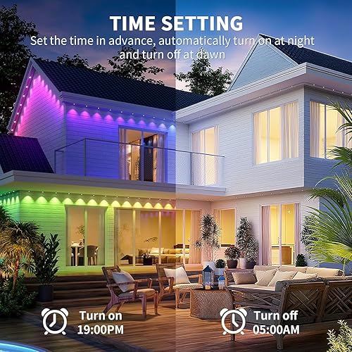 Miniatura 7 de Luces permanentes para exteriores, luces LED inteligentes RGB + IC de 100 pies con aplicación y control remoto, IP67 resistente al agua, para 100