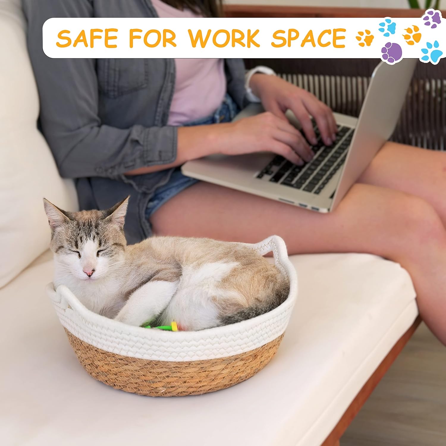 review Woven Cat Bed Basket & 12-Piece Toy Set - Complete Sleep & Play Kit - Perfect for New Cat Owners