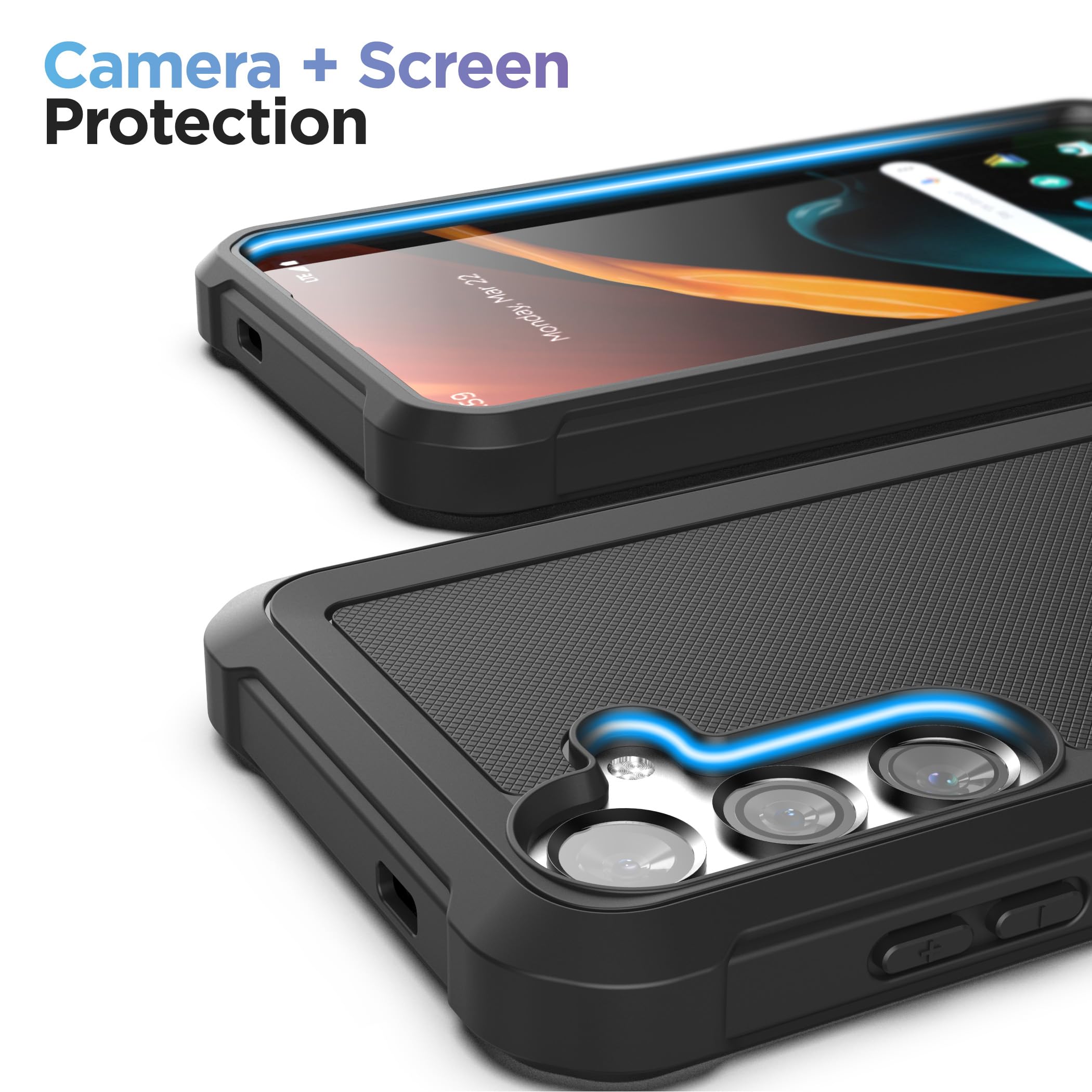 ENCASED Etui na pasek 2 w 1 z etui zaprojektowane dla Samsung Galaxy S24 Plus (2024), etui ochronne na całą obudowę z osłoną ekranu i klipsem do kabury (czarne) (S24+)