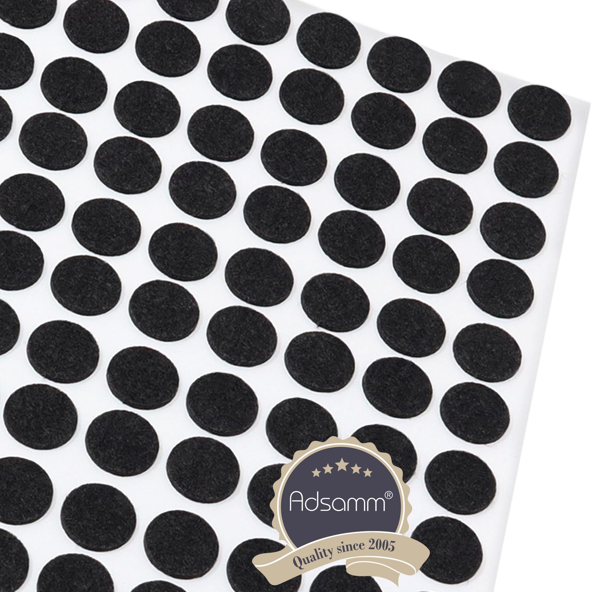 Adsamm® / 1280 x Almohadillas de Fieltro/Ø 12 mm/Negro/Redondo/Protectores de Suelo para Patas de Mueble/Auto-Adhesivos/con Grosor de 1,5 mm de la máxima Calidad