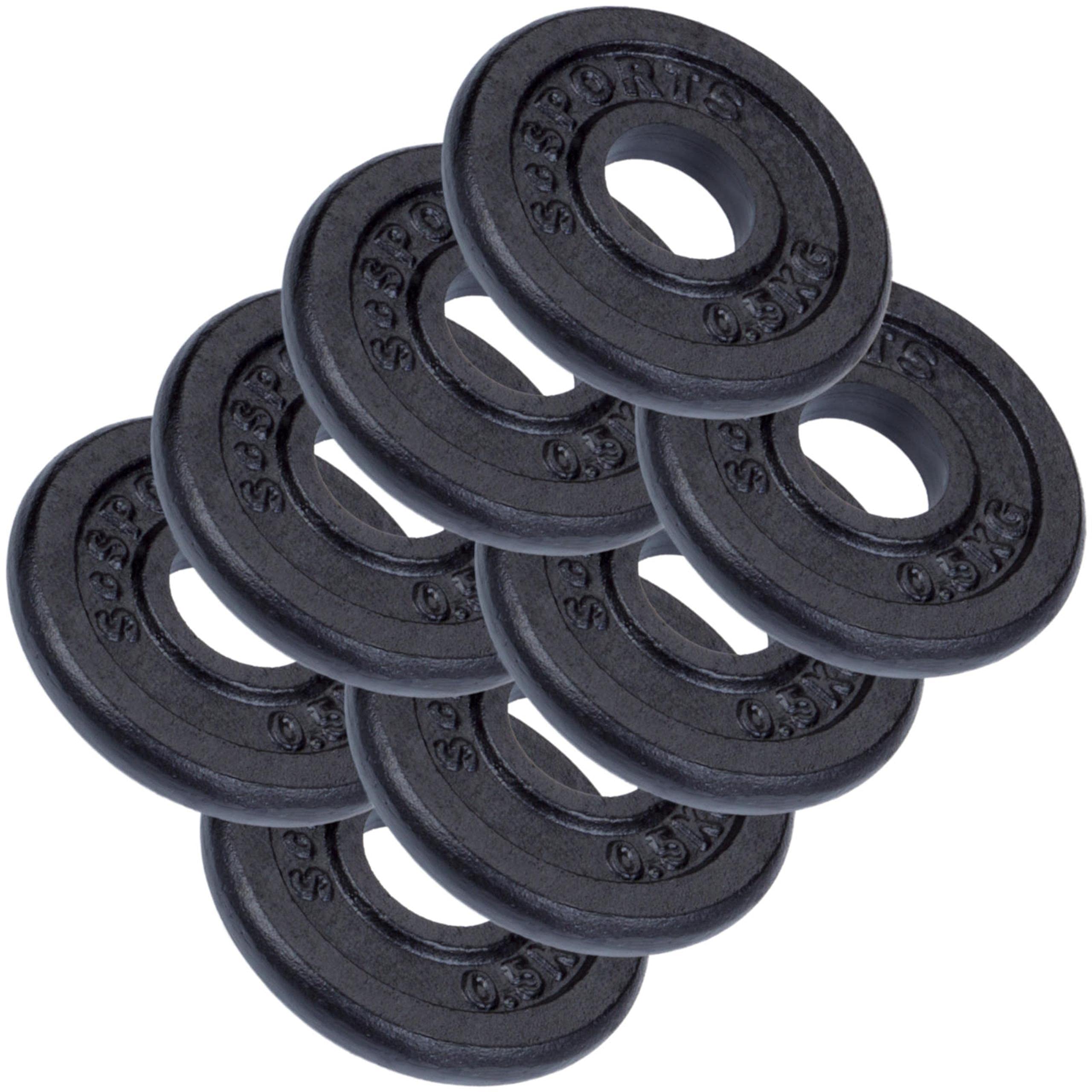 ScSPORTS Disques Fonte 5 Kg – Set 10/20/30/40 Kg – Trou 31 Mm – Bords Arrondis – Anti-corrosion – Noir