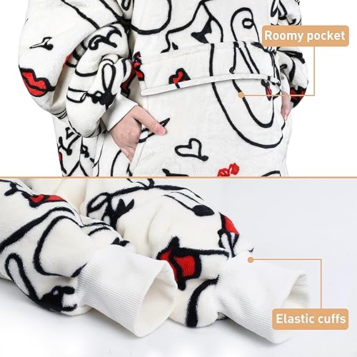 Miniatura 3 de Catalonia Sudadera con capucha de gran tamaño con estampado de cara abstracta, sudadera gigante de sherpa para adultos, hombres, mujeres,