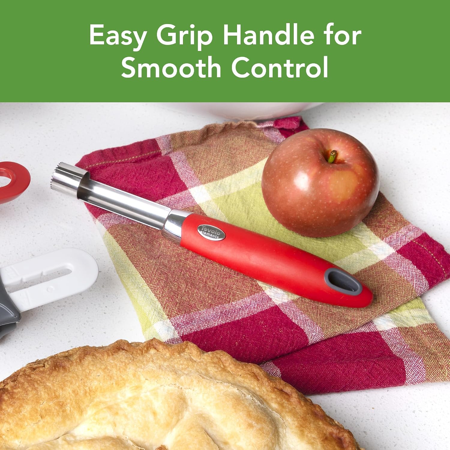 Tovolo Apple Corer Fruit Coring and Seed Removal Tool for Cooking Baking Meal Prep, Handheld Apple Seed Remover and Pear Corer Tools With Sharp Serrated Coring Blade Separates Fruits & Veggies Seed