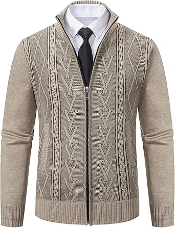 Cardigan Sweater for Men Full-Zip Loose Fit Long Sleeve Casual Knitted Cardigans Fashion Winter Warm Coat Jackets