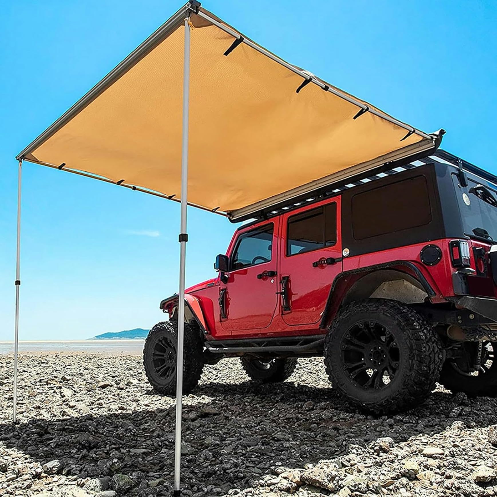 Tenda da Tetto Auto Retrattile, Tendalino Auto, Ideale per Il Campeggio Fuoristrada e I Viaggi All'aperto, Regolabile in Altezza