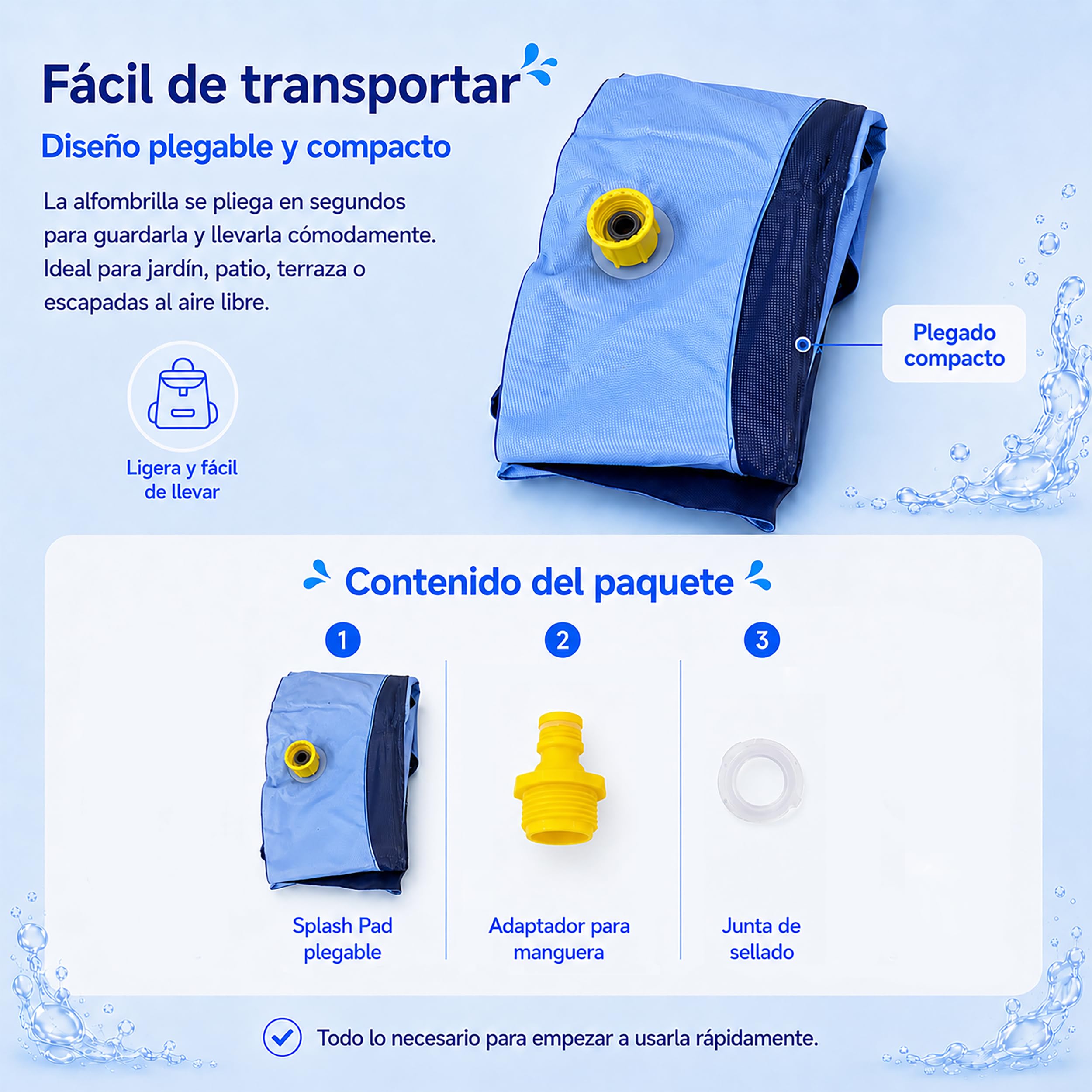 BESCH Piscina para Perros 100 cm, Splash Pad para Perros con Aspersor 360°, Alfombrilla de Agua Antideslizante de PVC, Conexión a Manguera, Plegable para Jardín, Patio y Juegos de Verano