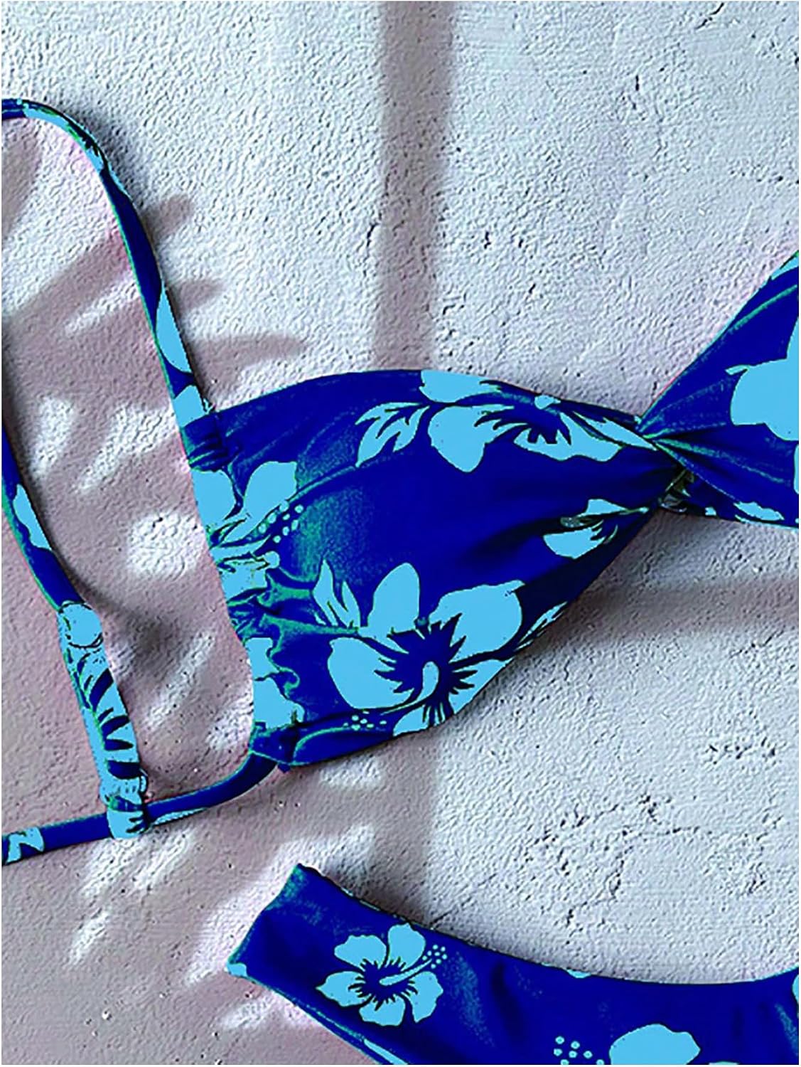 SHENHE Women's 2 Piece Swimsuits High Cut Cheeky Floral Bikini Set Twist Hawaiian Bathing Suits