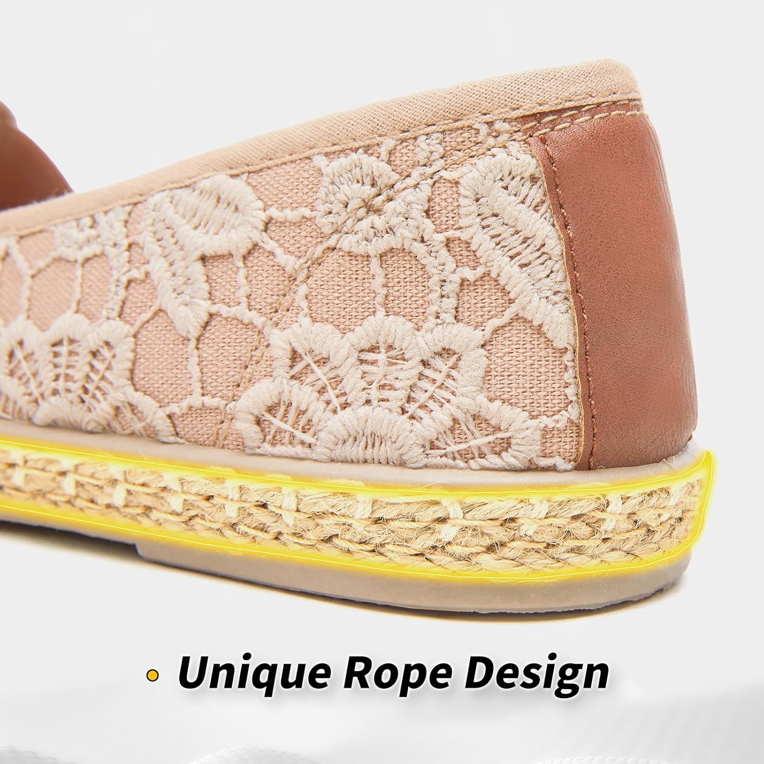 BABUDOG Women's Flats with Flower Embroideried,White Lace Ballet Flats,Comfortable Dress Flats - Image 6