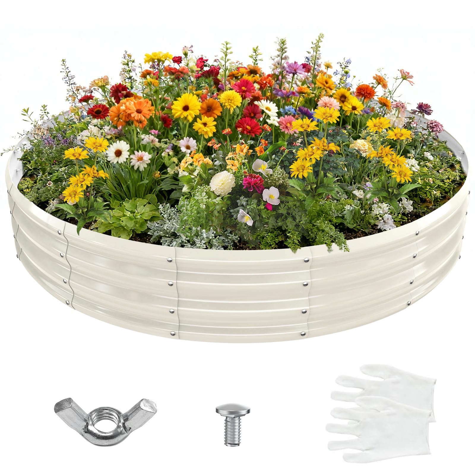 YSEJOMP Raised Garden Bed - 17" Tall, Silver -17