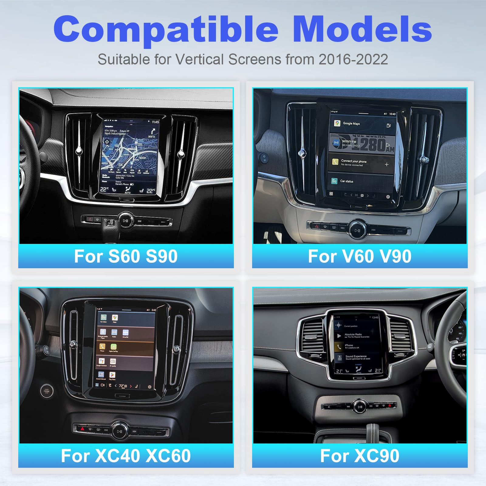 ISUDAR Wireless CarPlay & Android Auto Module for Volvo XC90/XC60/XC40/S90/S60/V60/V40 Full Vertical Screen Upgrade Seamless Sensus Connectivity Retrofit Kit