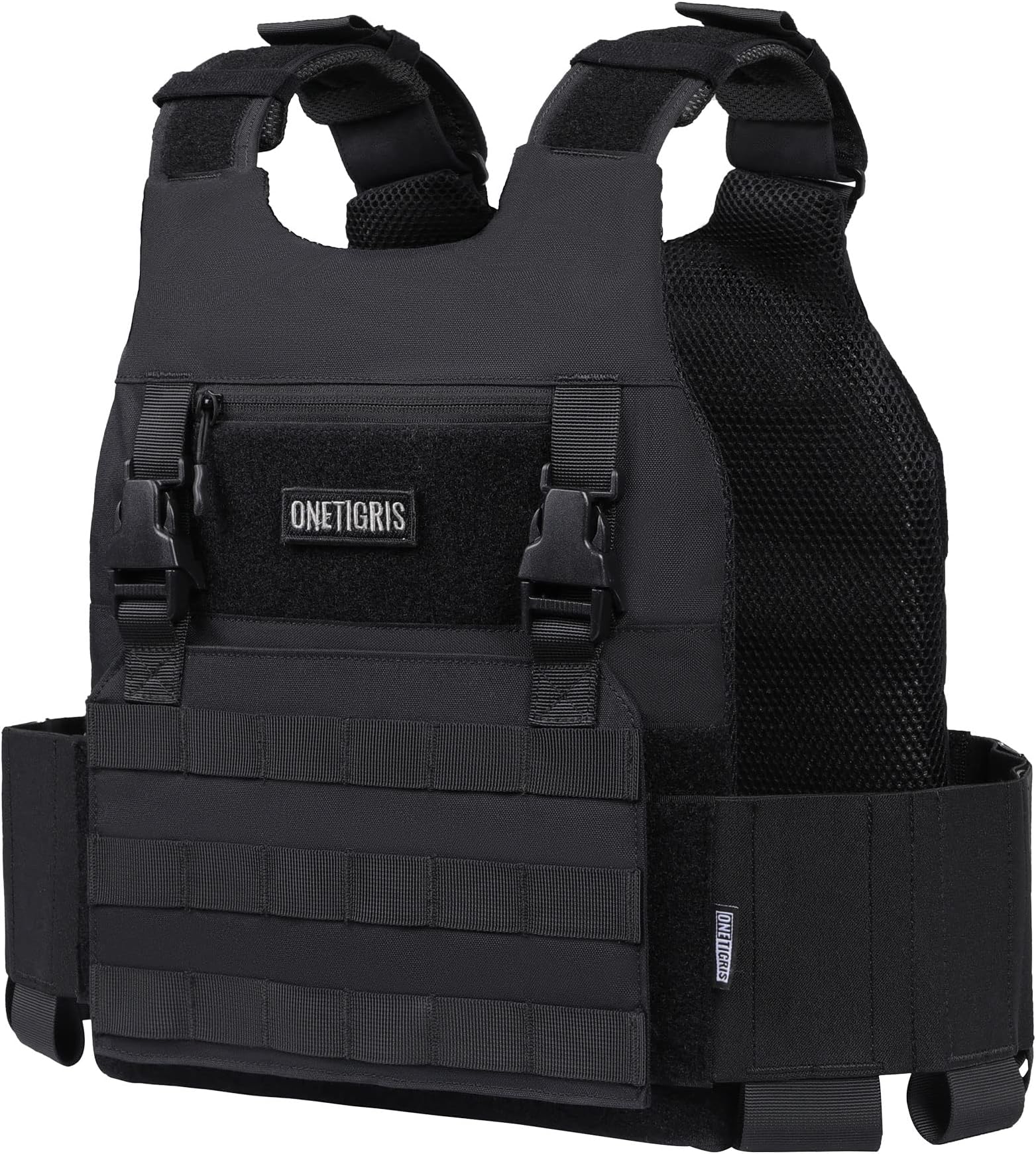 OneTigris Low Profile MOLLE Vest Adult with Hook and Loop Cummerbund, Side Elastic Holder Pockets Vest