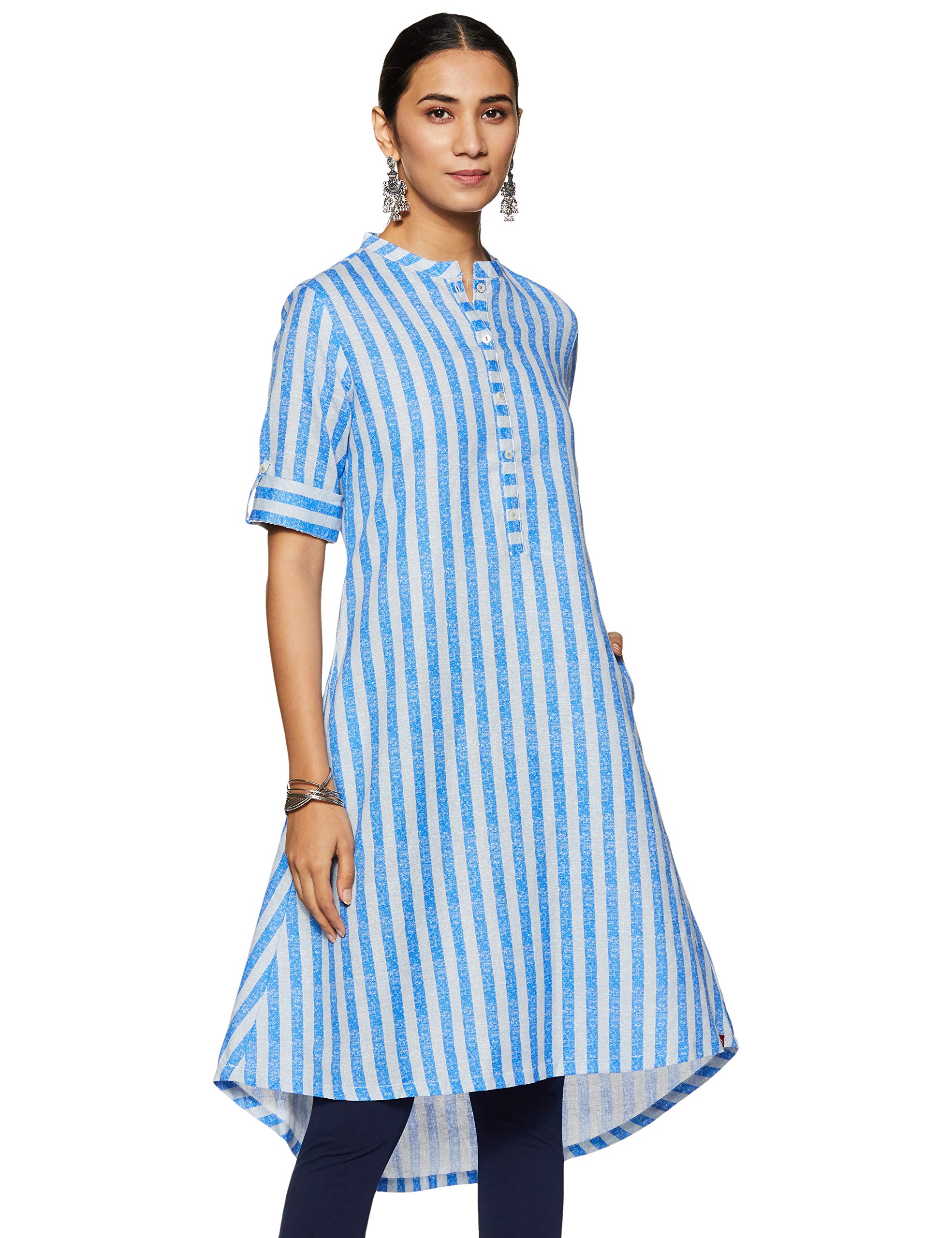 BIBAWomen Cotton Linen Printed Kurta