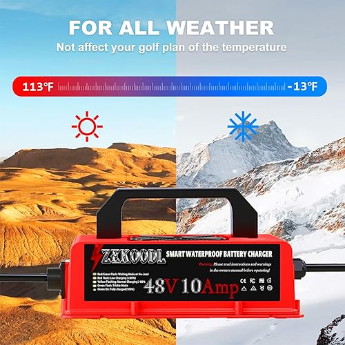 Miniatura 7 de Cargador de batería de carrito de golf de 48 voltios para auto club, cargador de carrito de golf de carga de goteo de 10 amperios, cable de 16 pies,