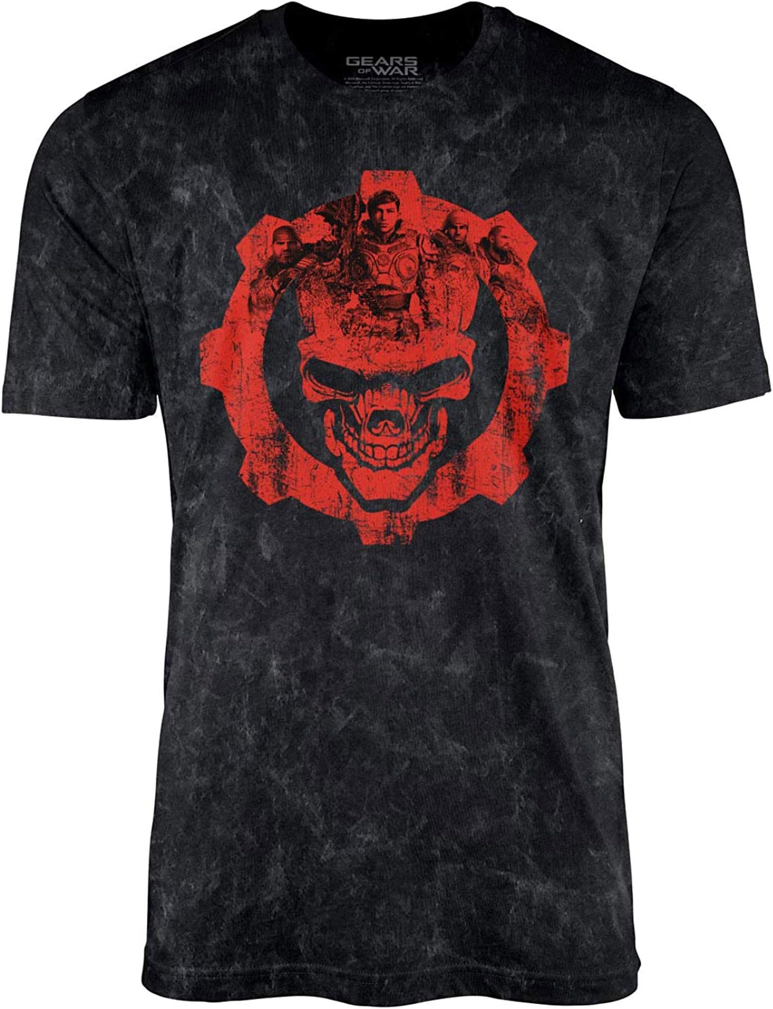 Gears Distressed Black Mineral Wash Tee