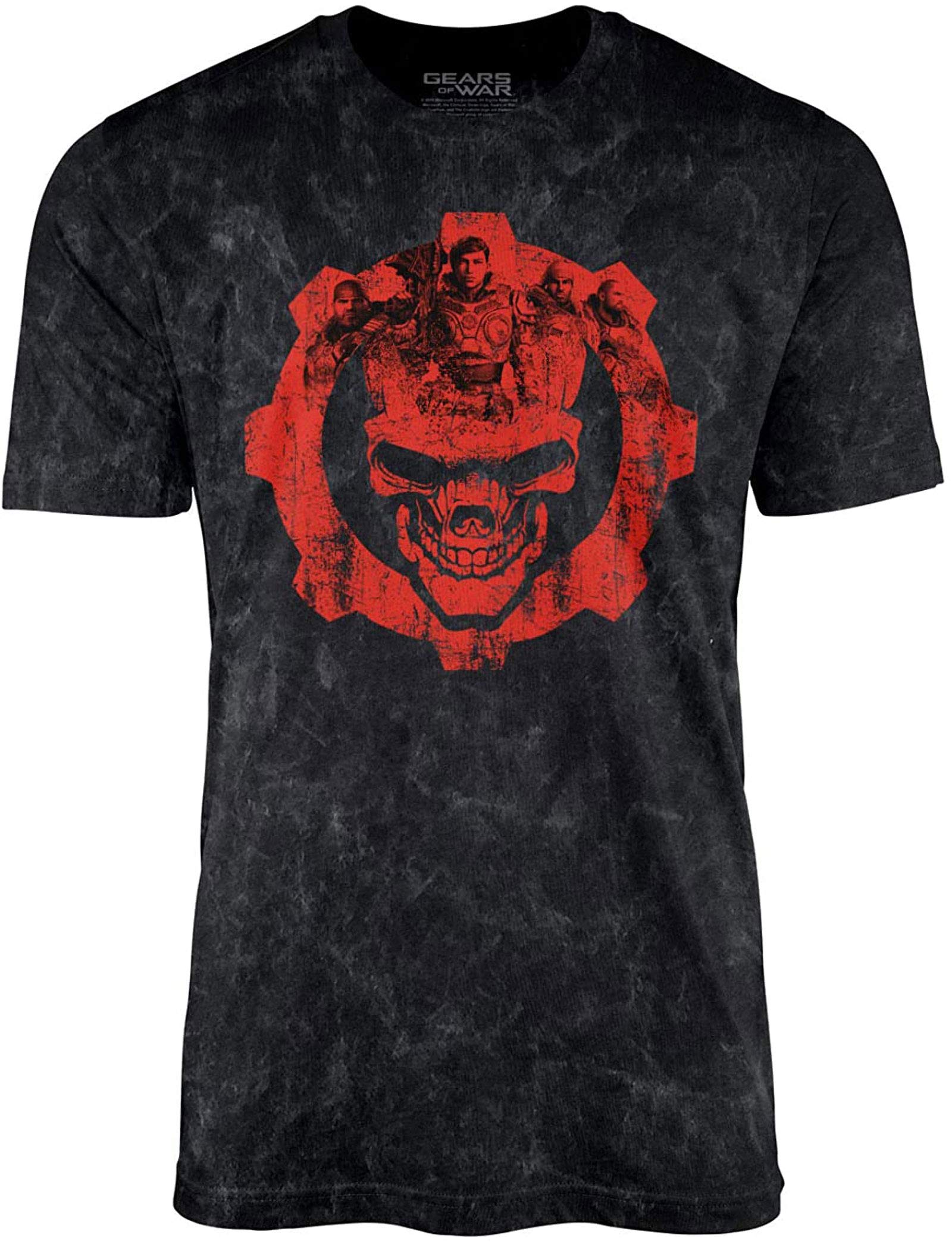 Gears Distressed Black Mineral Wash Tee