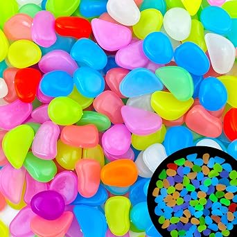 500PCS 1-1.2" Glowing Rocks Luminous Pebbles Glow in The Dark Rocks Luminous Stones for Driveway Walkway Potted Plants Fish Tank