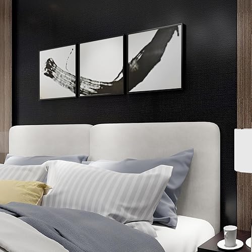 Miniatura 7 de Papel tapiz negro (32.8 pies x 17.7 pulgadas) más grueso, papel tapiz extraíble, forro texturizado autoadhesivo para estantes, revestimientos de