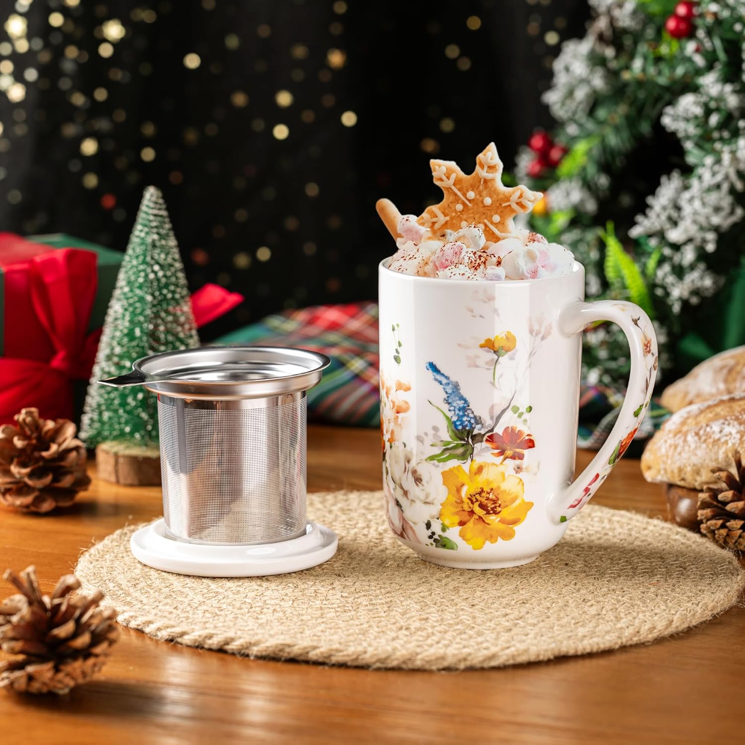 GBHOME Tea Mug with Infuser and Lid, 18 Ounce Large Ceramic Loose Leaf Cup, Microwave, Dishwasher Safe, Perfect For Tea Lovers - Image 7