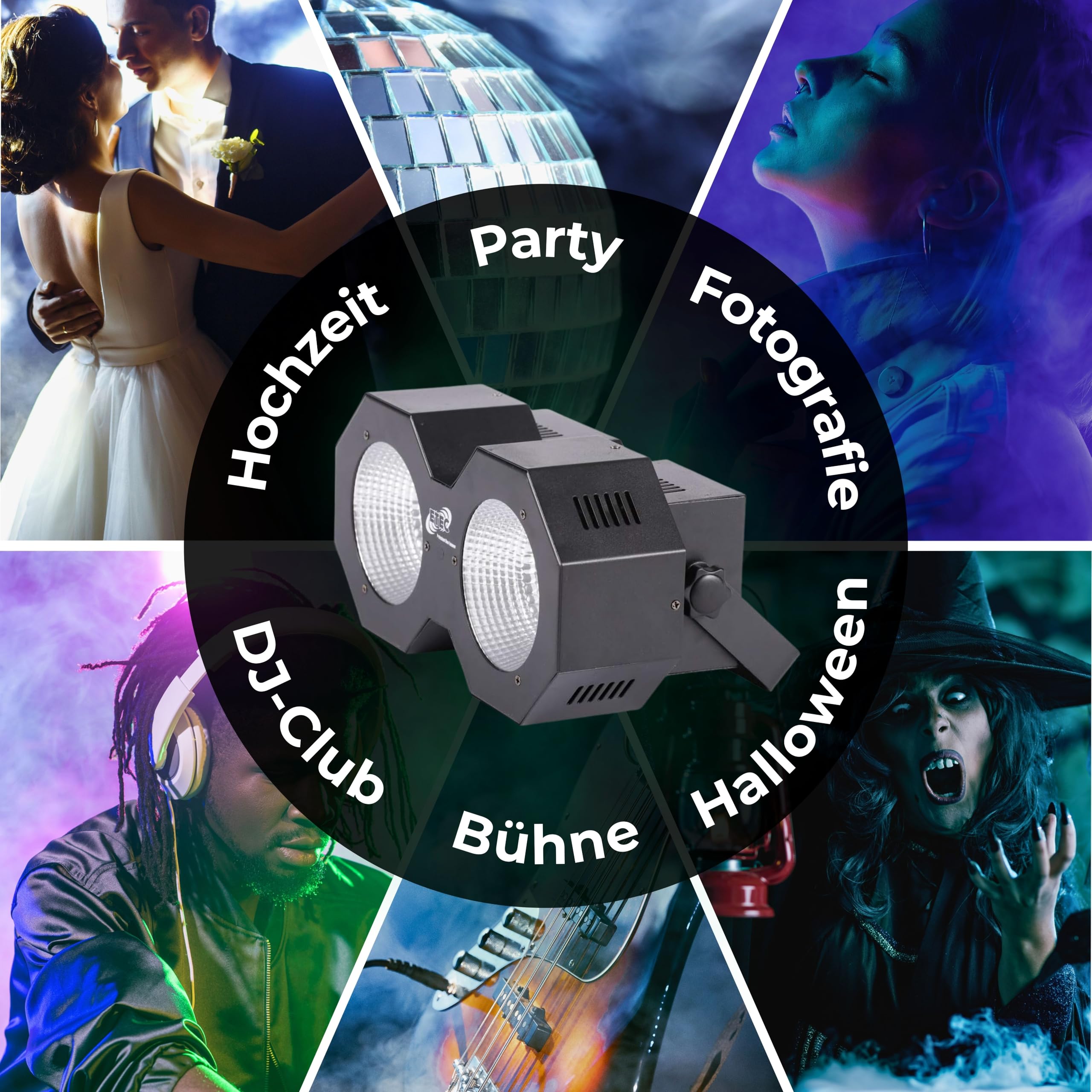 ETEC Professional LED Audience Blinder AB100 COB 2x50 Watt warmweiß DMX Effekt Bühne Club DJ Veranstaltung Eventbeleuchtung