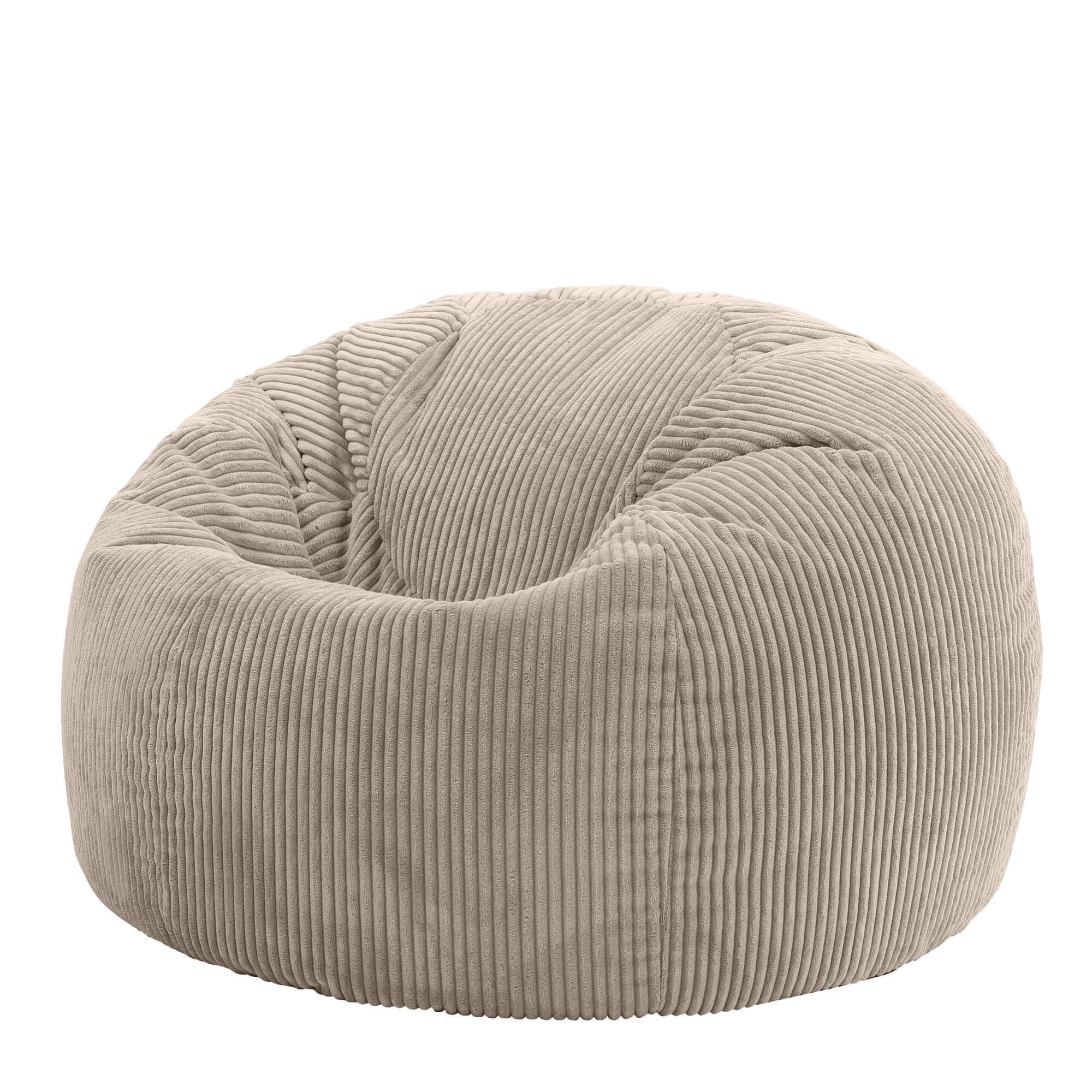 iconKingston Cord Bean Bag, Beige, Large Adult Bean Bag Chair with Filling Included, Comfy Chair, Living Room Furniture, Bedroom Furniture
