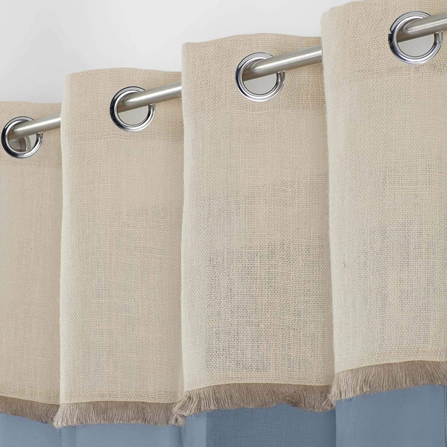 Douceur d'Intérieur, Tenda con occhielli (140 x 240 cm) Rythmo Blu, Cotone Stampato