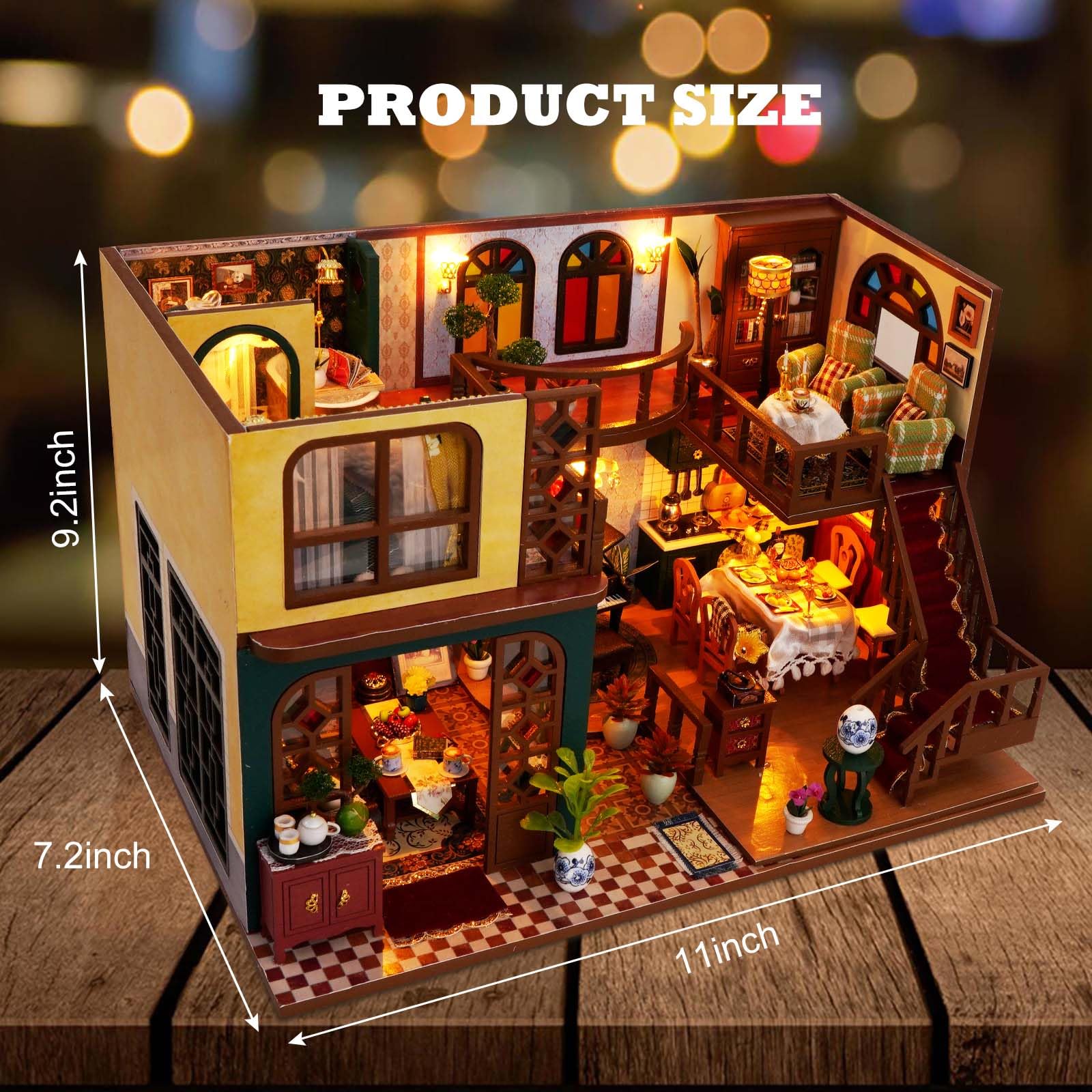 Foyucool DIY Miniature House Kits, Tiny House Kit, Doll House Kits for Adults to Building, Unique Gift for Birthday Father's Day, Retro Loft
