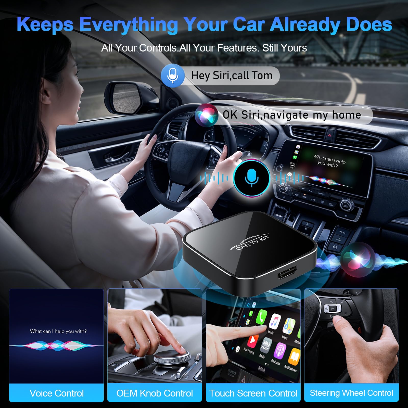 3 en 1 Car TV Mate Pro –Adaptador inalámbrico CarPlay y Android Auto y multimedia HDMI para TV Stick, consolas de juegos y duplicación de pantalla, Adaptador HDMI Car T V,para con vehículos desde 2016
