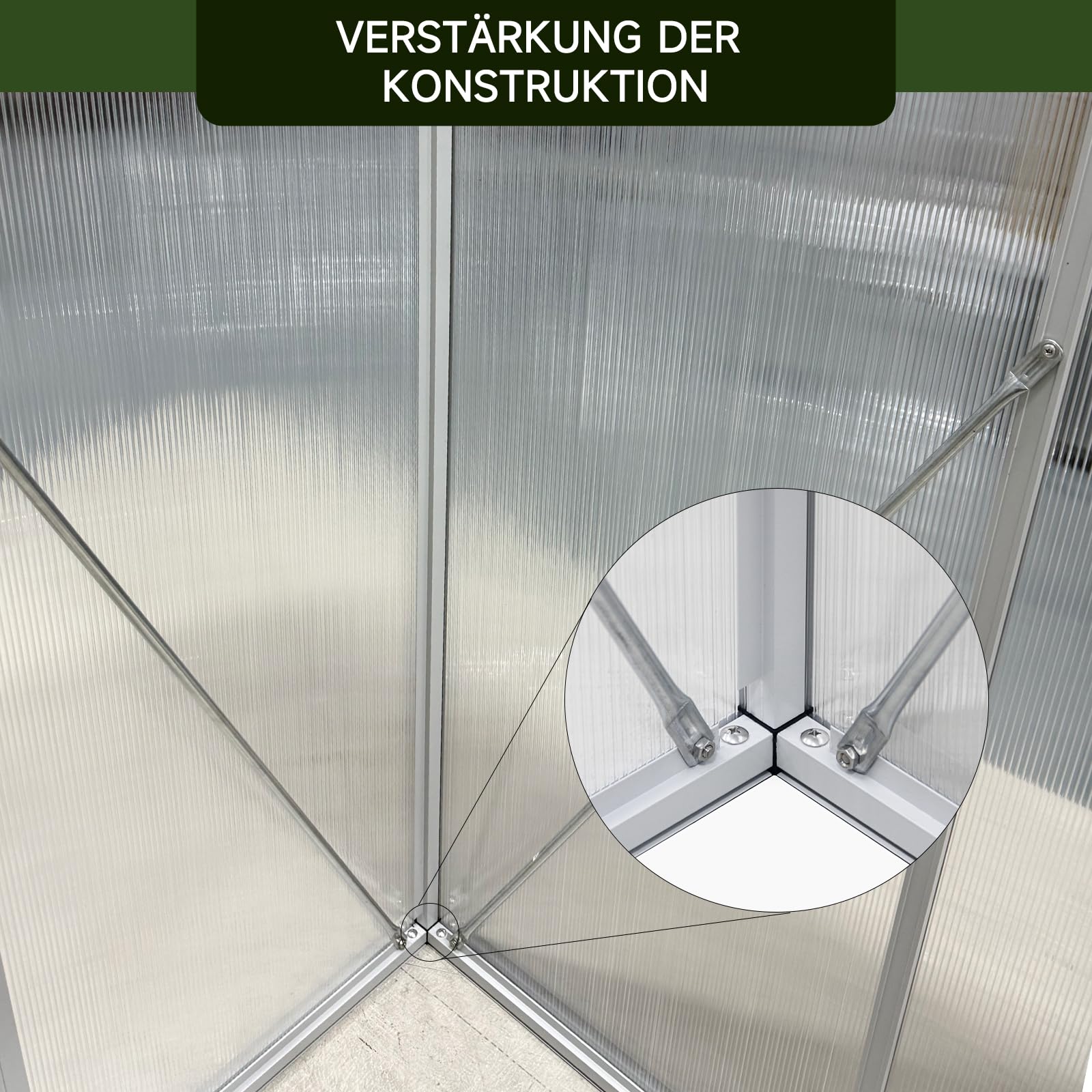 Gewächshaus Aluminium für den Garten | 177*300*193 cm | Vielseitig nutzbar als Treibhaus Gartenhaus Winterfest Aufzucht Tomatenhaus Frühbeet und Pflanzenhaus Weiß