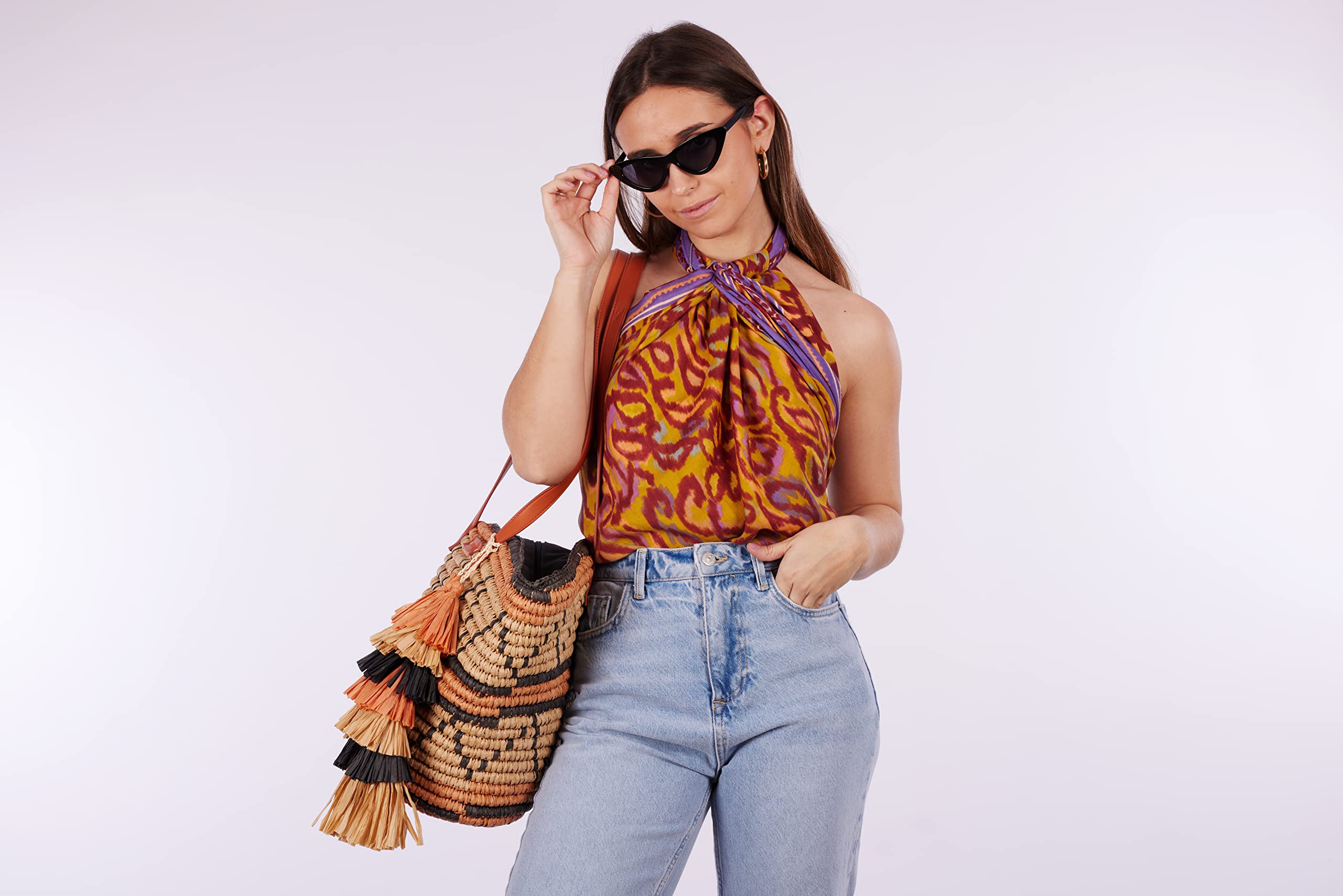 GIOSEPPO Capazo de rafia multicolor para mujer bazien