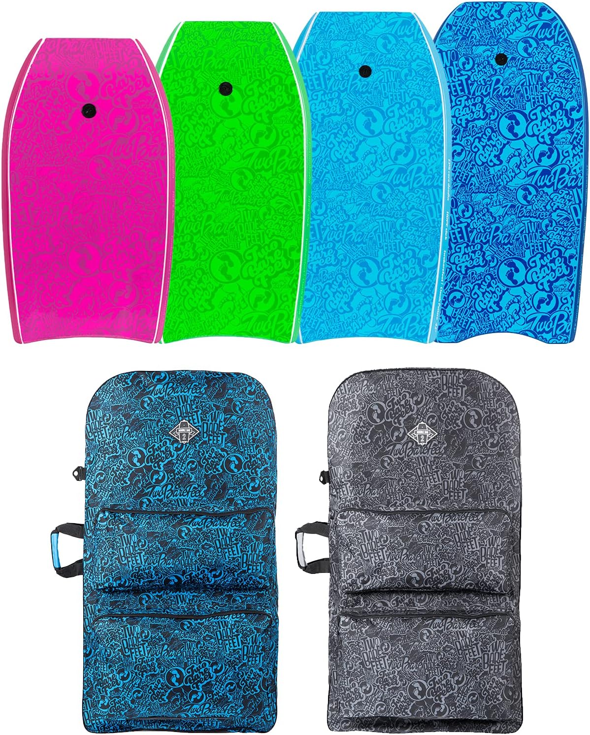 Two Bare FeetClassic Pattern Double Bodyboard and Boardbag Package - 33" 37" 41" 42" 44" Bodyboards for Adults & Kids …