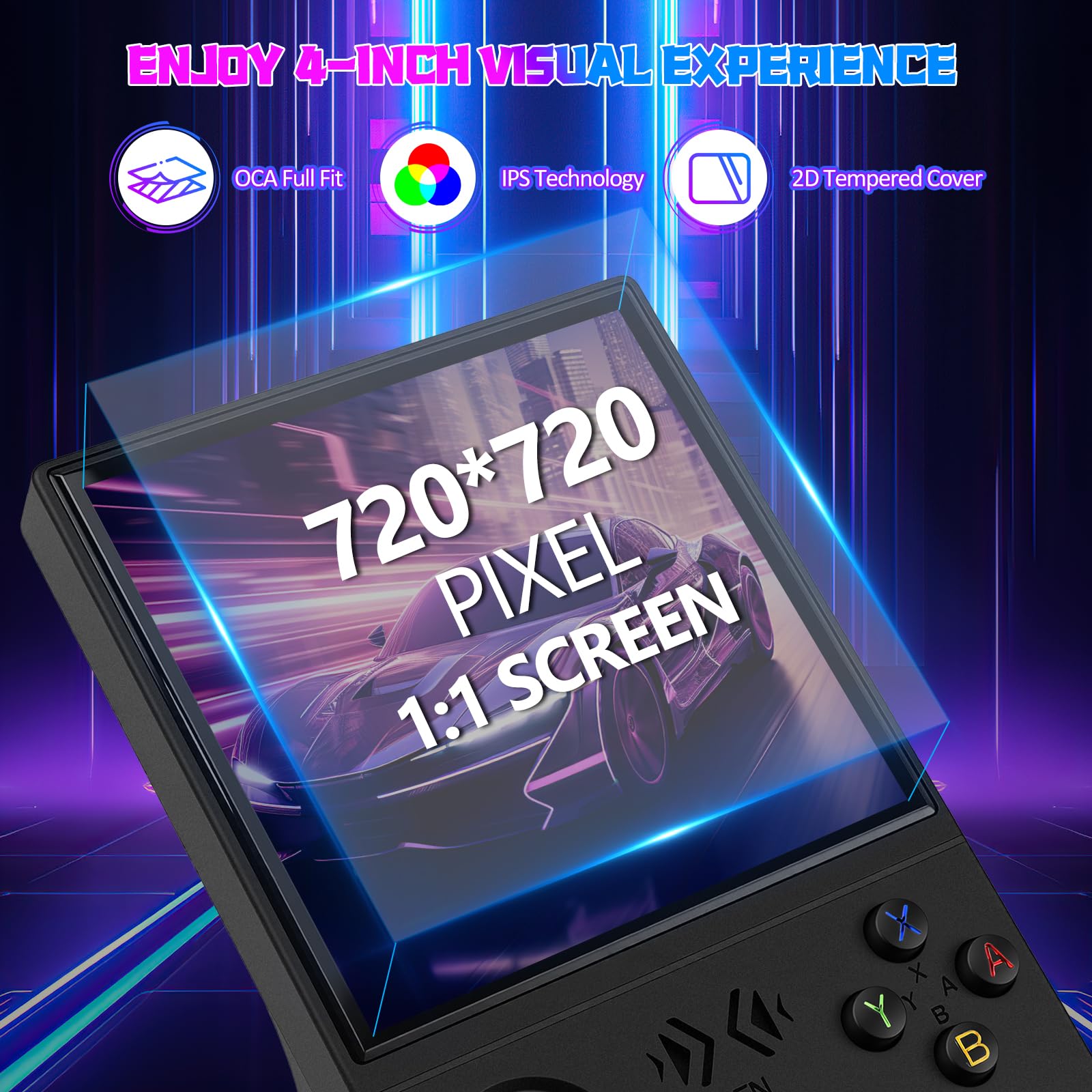 UYTGXEN XF40V Retro Handheld Game Console with 2*Detachable Long Joysticks, 4.0-Inch HD IPS Screen Retro Gaming Console, Preloaded Classic Games with Multiple Emulator, Pocket Video Gaming