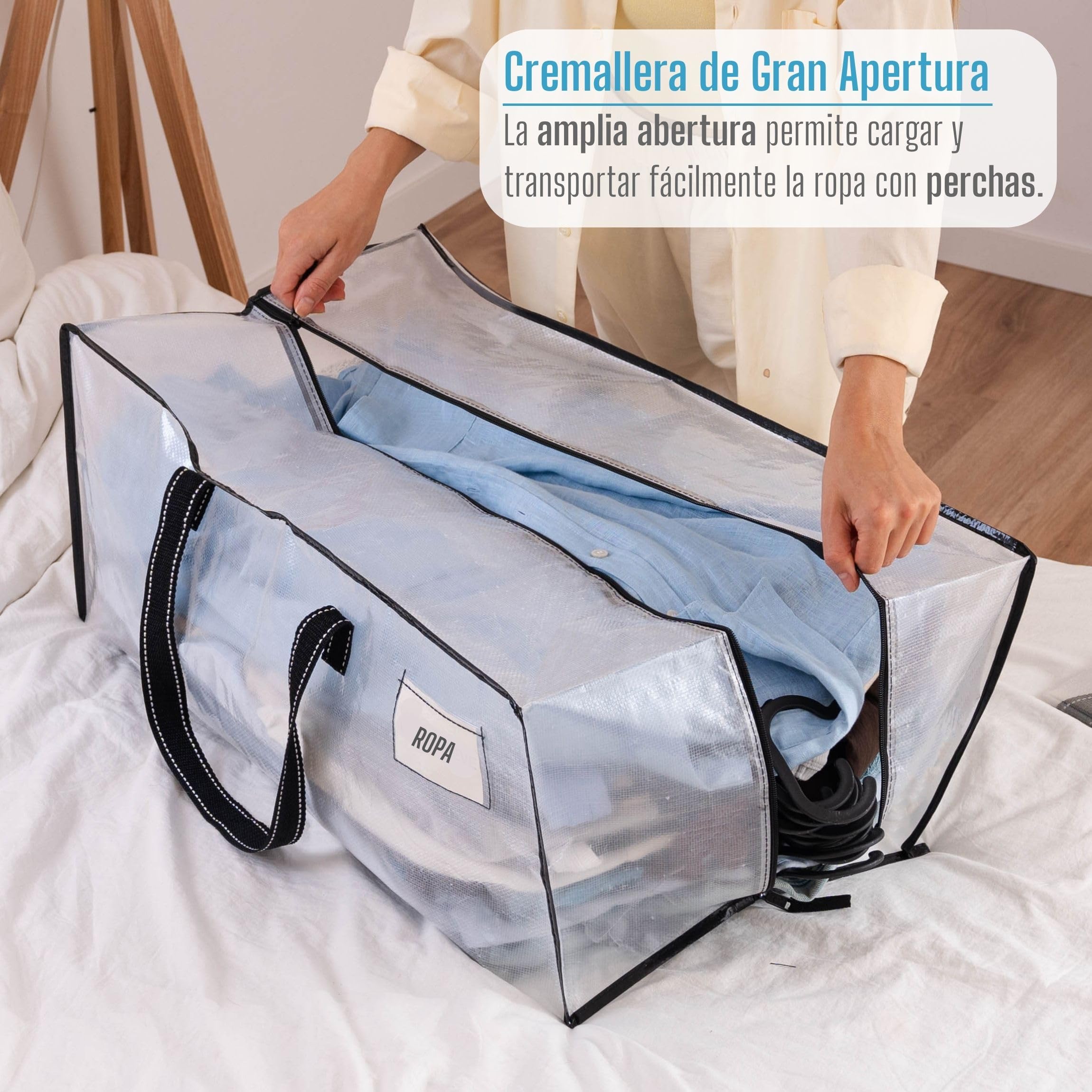 VENO Pack de 10 Bolsas de Mudanza, Almacenaje Extra Grandes, Almacenaje Resistentes, Cajas de Embalaje, Suministros de Mudanza, Lavandería Duraderas para Ropa(Ventana Transparente,Pack de 10)