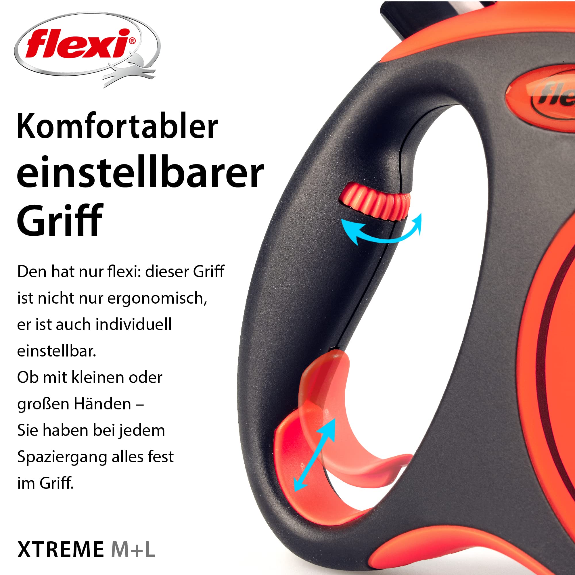 flexi® Xtreme L | 8m Gurt Roll-Leine für Hunde bis 55 kg | schwarz/orange | ausziehbare Hundeleine | Gewicht 639.5 gr | Maße 14.7 x 21.0 cm