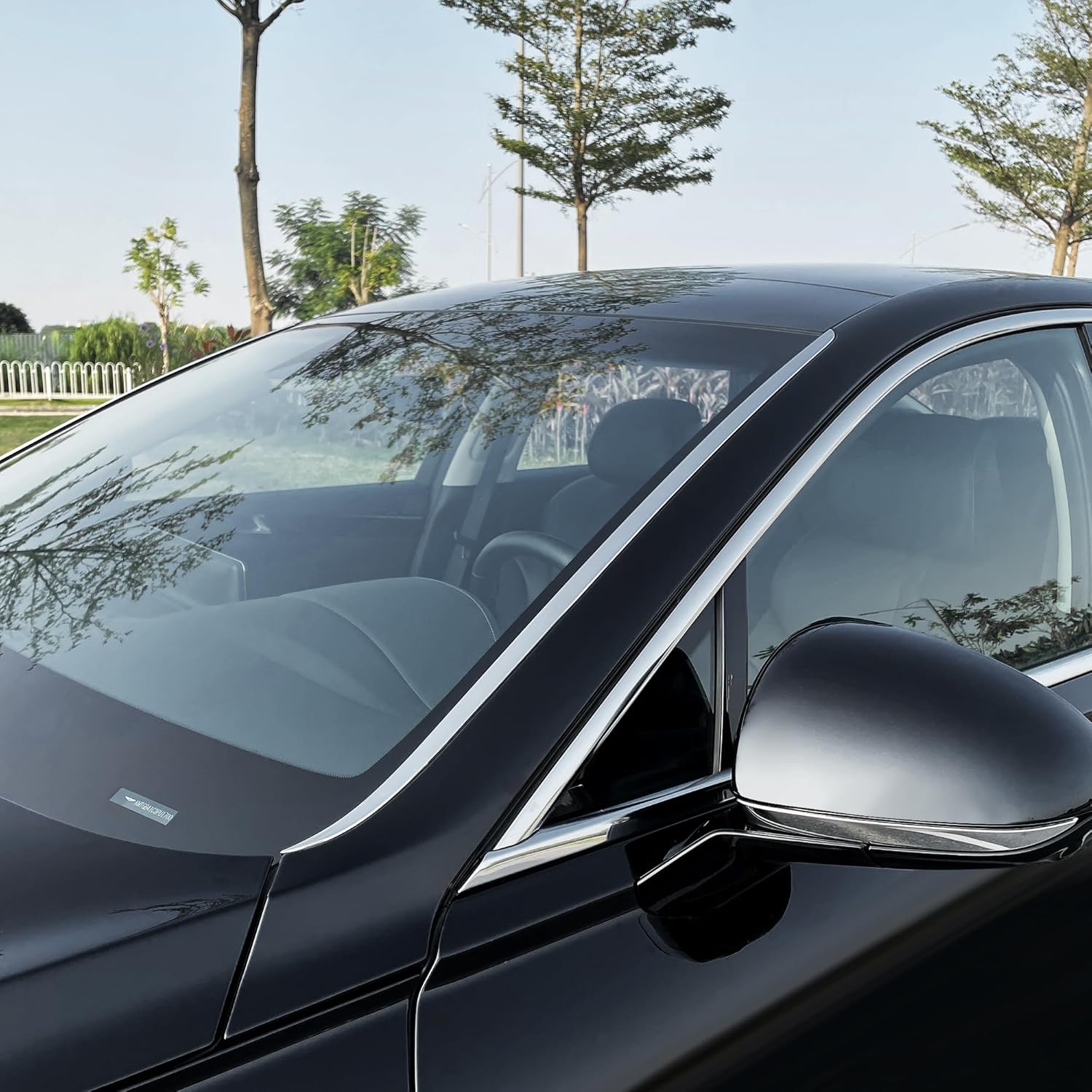 Windshield Trim for Genesis G80 2020-2023: Front, Silver Stainless Steel
