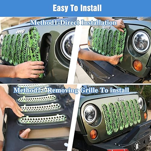 Miniatura 6 de Para Jeep Wrangler JK Parrilla Inserts, cubierta de rejilla frontal de malla protectora con clip para Jeep Wrangler JK JKU Unlimited Sport Freedom