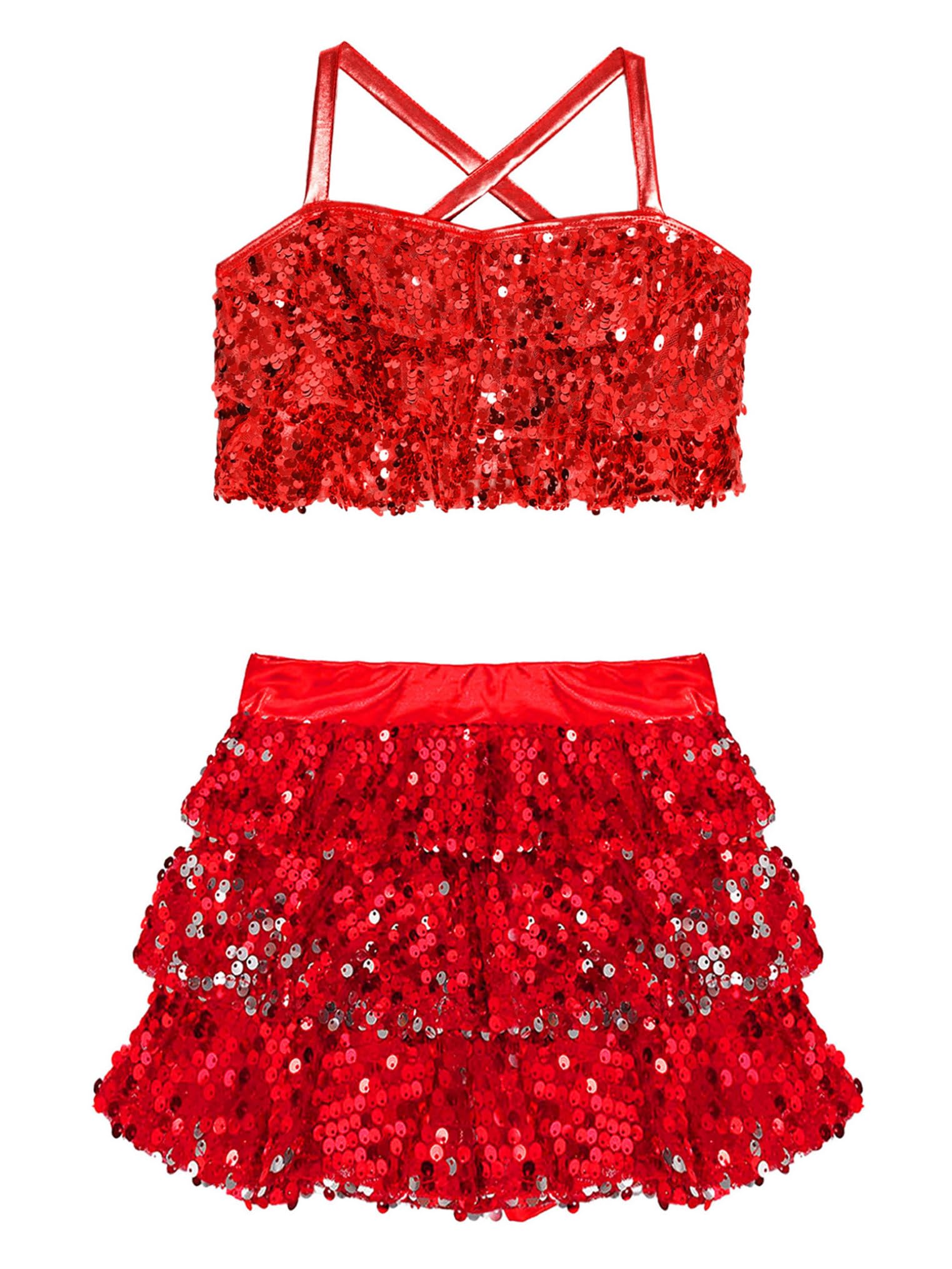 Freebily Justaucorps Gymnastique Ballet Enfant Fille Ensemble Tenue Danse Jazz Disco Haut et Jupe Short Danse Moderne Performance