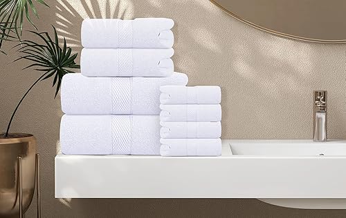 Vista 5 de Oakias Juego de toallas prémium de 6 piezas, 21.16 oz/m², 2 toallas de baño, 2 toallas de mano/pelo y 2 toallas pequeñas, 100% algodón hilado