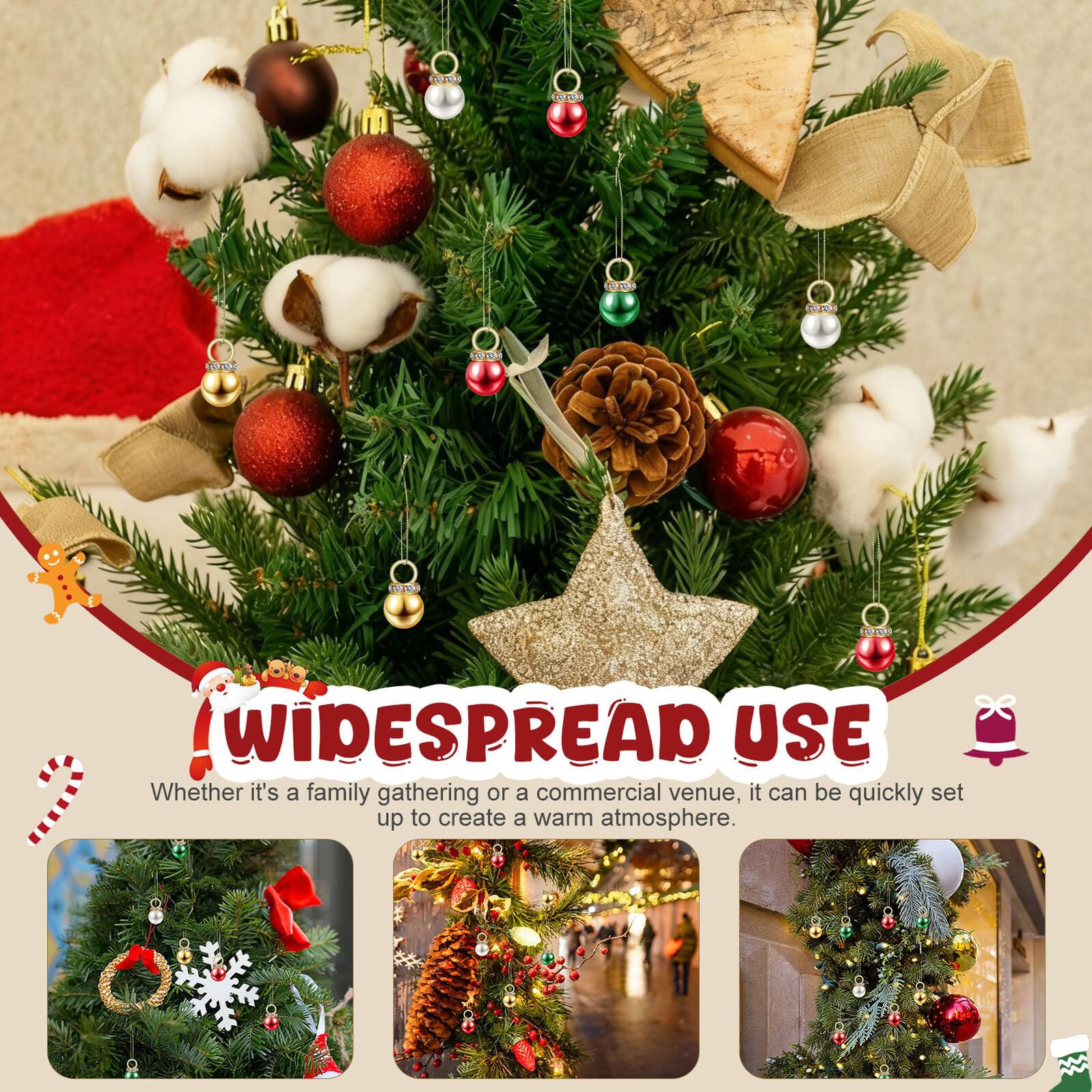 200 Kleiner Weihnachtskugeln aus Künstlicher Perle mit Eleganter Textur Wiederverwendbar und Tragbar für Festliche Weihnachtsbaumschmuck Dekoration bei Partys