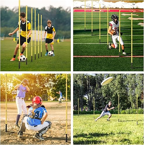 Miniatura 6 de Equipo de entrenamiento de agilidad de fútbol 6 postes de agilidad de fútbol, escalera de agilidad de 20 pies, 10 conos de fútbol, 1 cuerda de