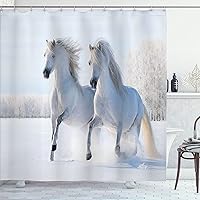 Vista 125 de Ambesonne Cortina de ducha de caballo, potente semental de Appaloosa, elegante estampado equino de campeón de sangre pura real, juego de decoración