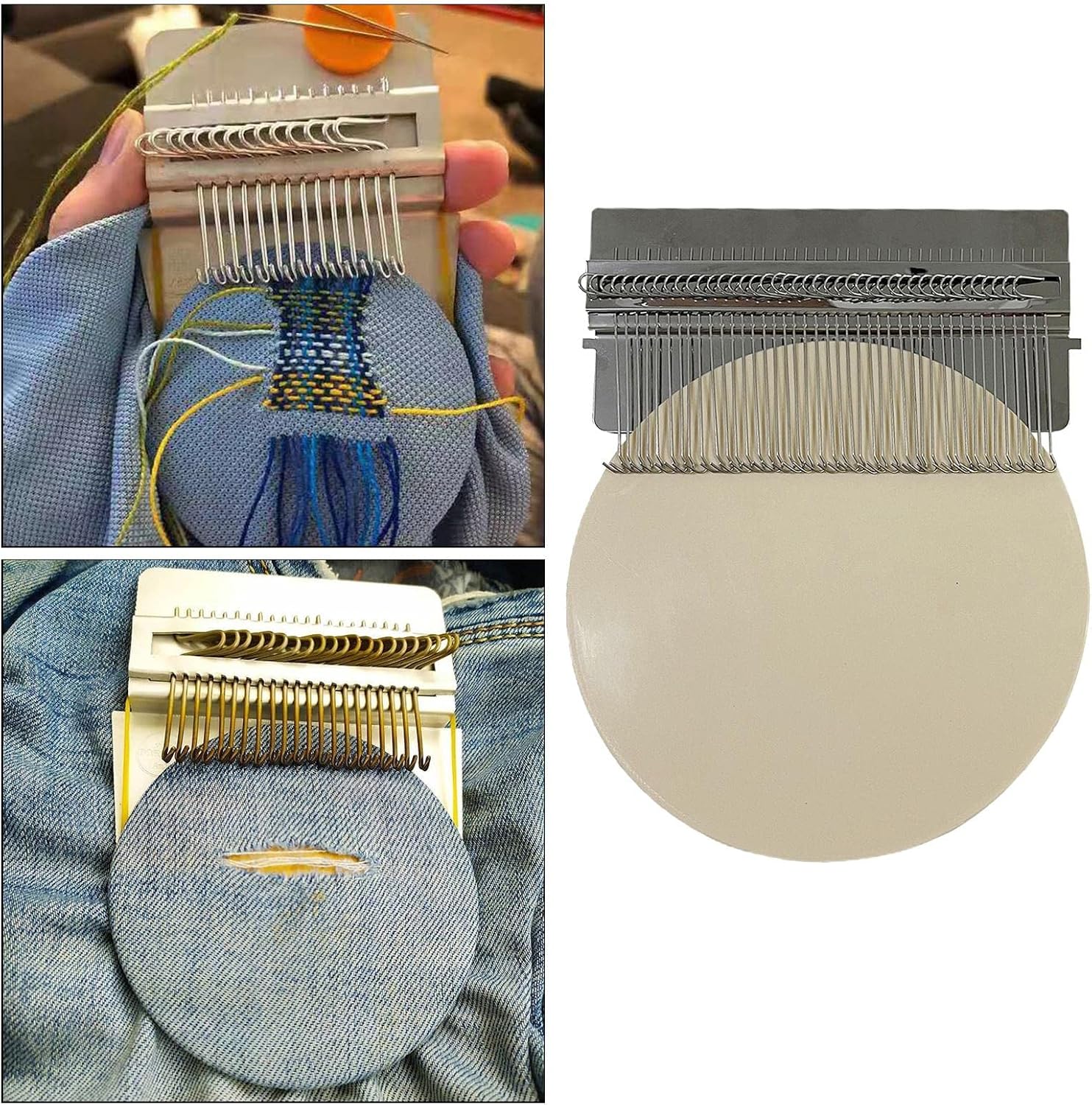 Speedweve Type Loom Weave Tool 42 Pin with Disc Darning Knitting Loom for Weaver Kids Beginner DIY Craft Kit Wooden Disc Crochet Hooks Repair Machine Household - Plastic