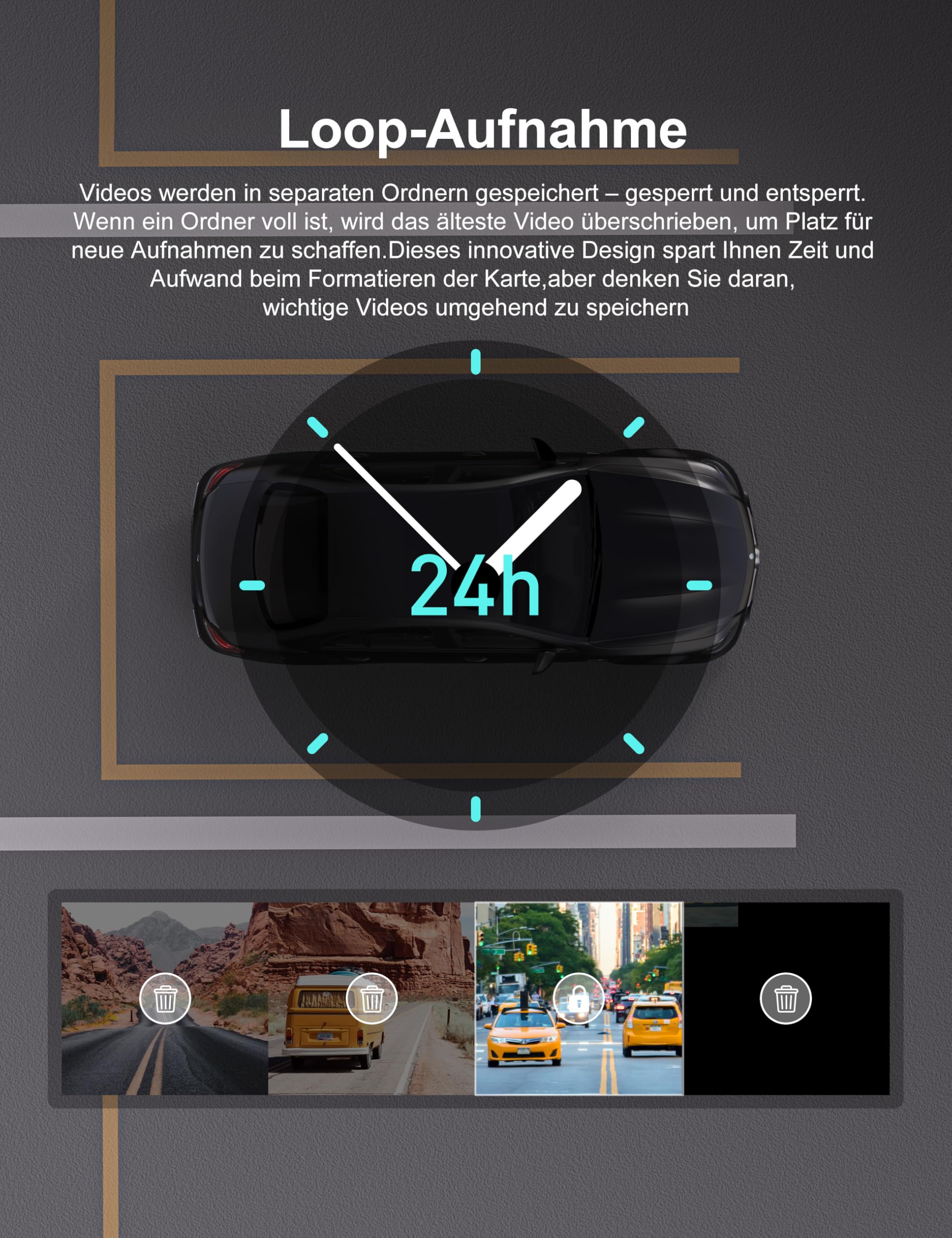 iZEEKER 2.5K Dashcam Auto Vorne und Hinten mit SD-Karte, 1440P Autokamera Armaturenbrett, Dual-Dashcam für Autos 170° Weitwinkel, G-Sensor, Nachtsicht, 24-Stunden-Parküberwachungsunterstützung, WDR
