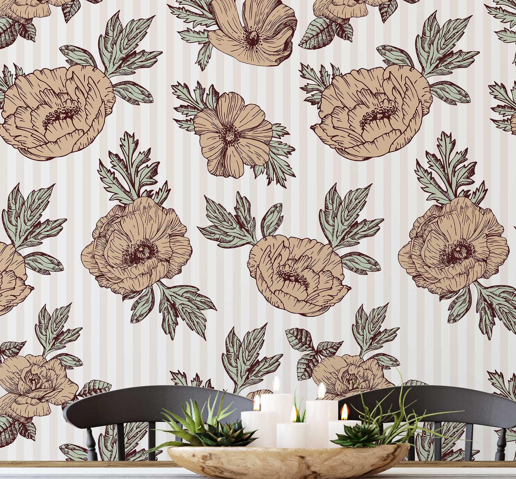 Papier peint autocollant vinyle imperméable beige amovible, décoration murale 63.5 x 304 cm