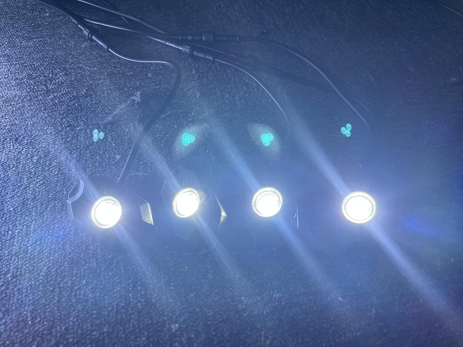 15.5'' Pure White Led Wheel Ring Light Rim Lights + 4PCS LED Rock Light Underbody Decoration Light Kit 8 Way Splitters Sync Switch and Remote Ctrl