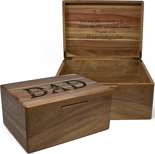 Miniatura 21 de Caja de madera grabada personalizada grande – Caja de recuerdo de madera de acacia con mensaje oculto personalizado, cajas de memoria de nogal para