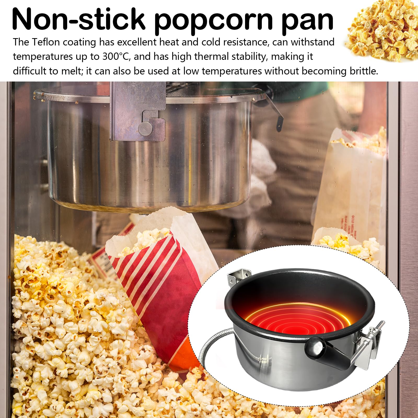 Accessoires Machine à Pop-Corn à Air Chaud, Bol de Chauffe 2 holes-15mm Popcorn Maker Pot de Pièces Machine à Pop-Corn à Électrique pour Maïs, Collation