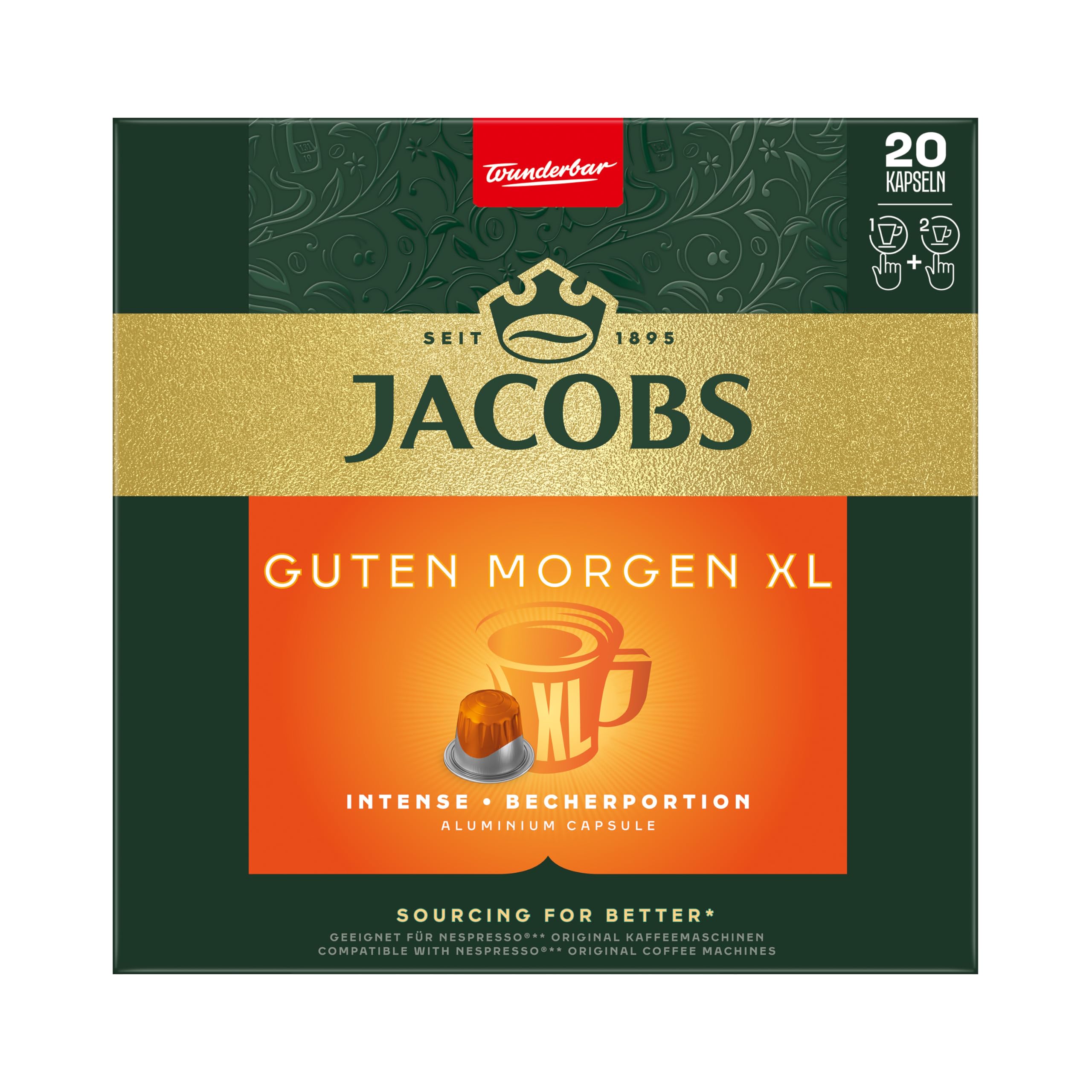 Jacobs Kaffeekapseln Vielfaltsbox, 8 Sorten, 6 x 20 + 2 x 18 Getränke, Nespresso* kompatible Kaffee Kapseln, 156 Kapseln