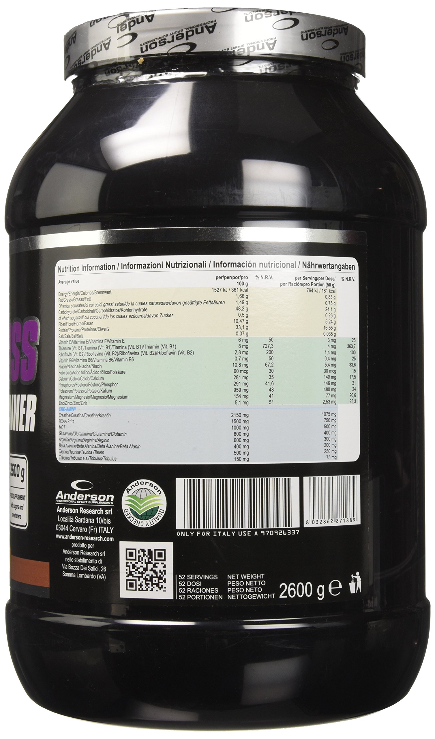 Anderson Research IAF00086994 Xtra Mass Size Gainer, 2600 g, Cioccolato